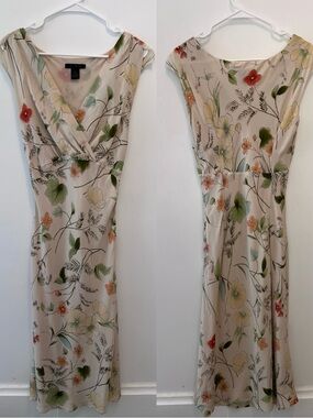Vintage 100% Silk The Limited Floral Midi Dress Y2K 90s Size 4